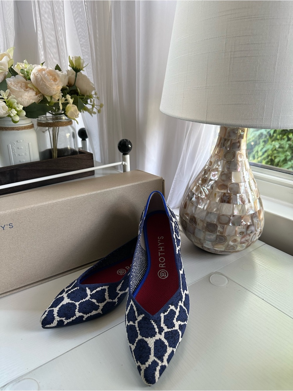Rothy’s The Point Indigo Giraffe Flats NIB Retired Rare Size 9.5 - Picture 2 of 8